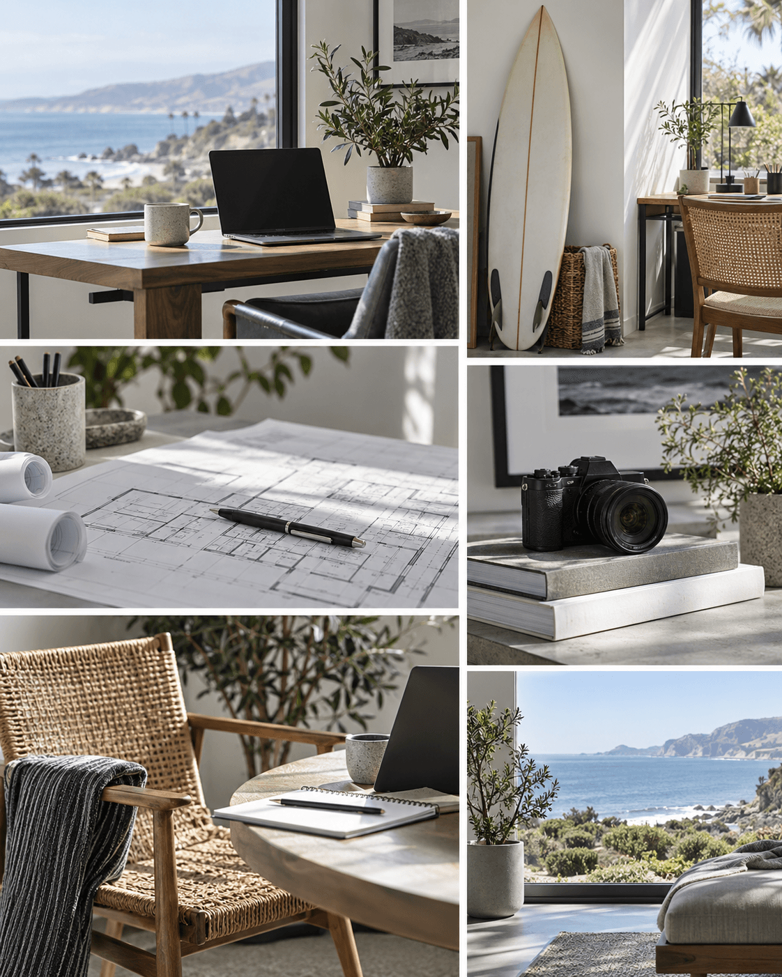 An editorial mosaic of distinct California workspaces and creative practices